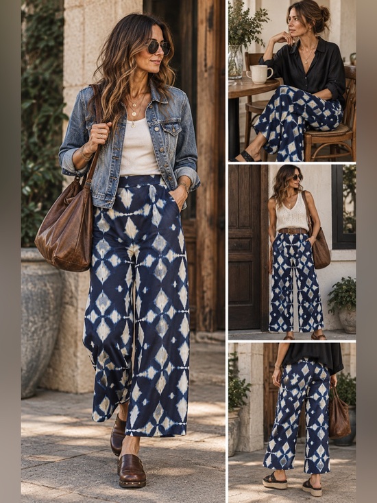 Banana Republic Pants - Banana Republic Blue and cropped White Wide Leg Pants